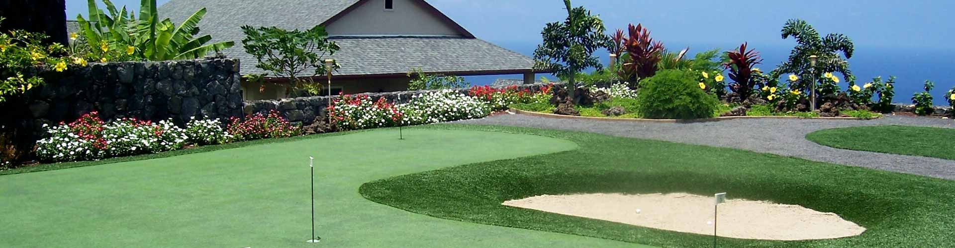 Artificial grass installation with putting greens in Hawaii